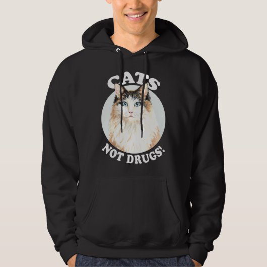 Cat Cats Not Drugs Hoodie (Voorkant)