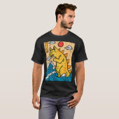 Cat Catzilla Grappig Japans Wave Art Mannen Vrouwe T-shirt (Voorkant volledig)