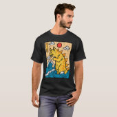 Cat Catzilla Grappig Japans Wave Art Mannen Vrouwe T-shirt (Voorkant volledig)