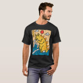 Cat Catzilla Grappig Japans Wave Art Mannen Vrouwe T-shirt (Voorkant volledig)