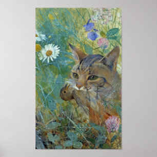Cat Caught a Bird, Bruno Liljefors Poster