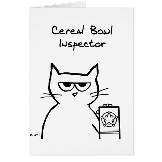 Cat, Cereal Bowl Inspecteur - Funny Cat Card (Voorkant)