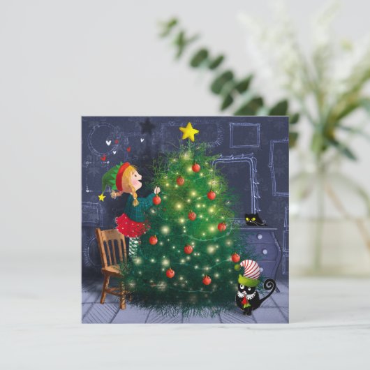 Cat Chaos Christmas Bedankkaart (Staand voorkant)