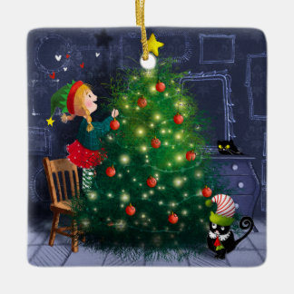 Cat Chaos Christmas Keramisch Ornament