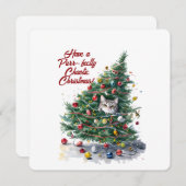 Cat Chaos kerstboom ontwerp Waterverf Kaart (Voorkant / Achterkant)