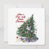 Cat Chaos kerstboom ontwerp Waterverf Kaart (Voorkant)