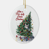 Cat Chaos kerstboom ontwerp Waterverf Keramisch Ornament (Rechts)