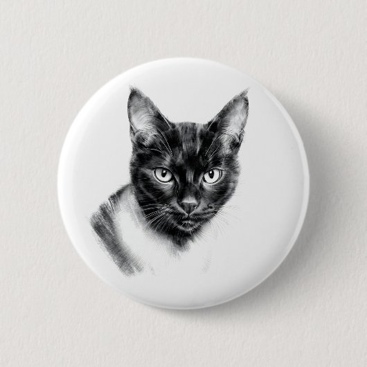 Cat Charcoal Ronde Button 5,7 Cm (Voorkant)