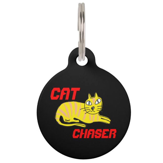 Cat Chaser Dog Label Huisdierpenning (Voorkant)