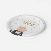Cat Cheers to 2026 New Year Papieren Bordje (Gekanteld)
