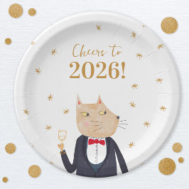 Cat Cheers to 2026 New Year Papieren Bordje
