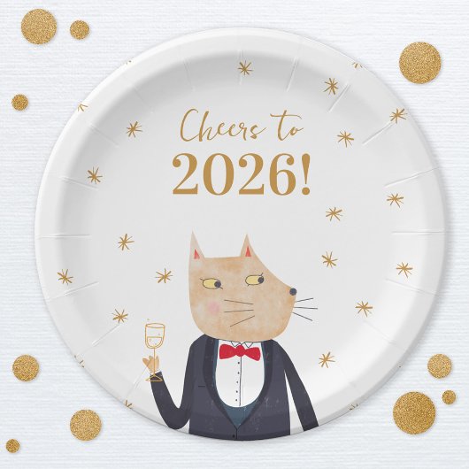 Cat Cheers to 2026 New Year Papieren Bordje