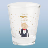 Cat Cheers to 2026 New Year Personalized Name Shot Glas