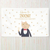 Cat Cheers to 2026 New Year Personalized Party Spandoek