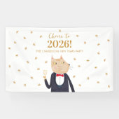 Cat Cheers to 2026 New Year Personalized Party Spandoek (Horizontaal)