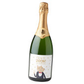 Cat Cheers to 2026 New Year Personalized Sparkling Wijnetiket