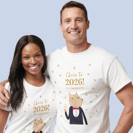 Cat Cheers to 2026 New Year Personalized T-shirt