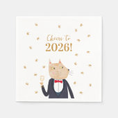 Cat Cheers to 2026 New Year Servet (Voorkant)