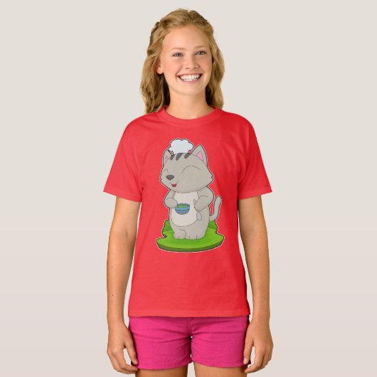 Cat Chef Bowl Cook T-shirt (Voorkant volledig)