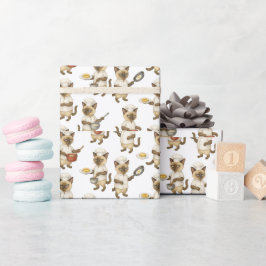 Cat Chef kookt het ontbijt Cadeaupapier
