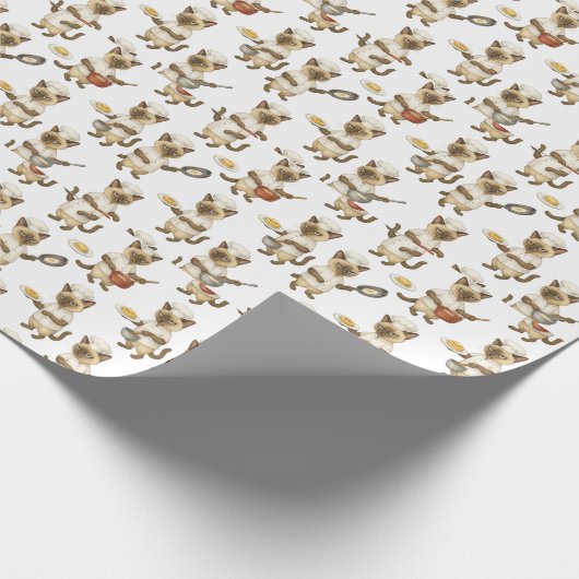 Cat Chef kookt het ontbijt Cadeaupapier (Hoek)