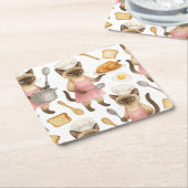 Cat Chef kookt het ontbijt Kartonnen Onderzetters (Schuin)