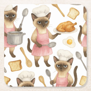 Cat Chef kookt het ontbijt Kartonnen Onderzetters
