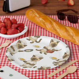 Cat Chef kookt het ontbijt Papieren Bordje