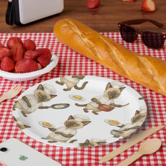 Cat Chef kookt het ontbijt Papieren Bordje (Picknick)