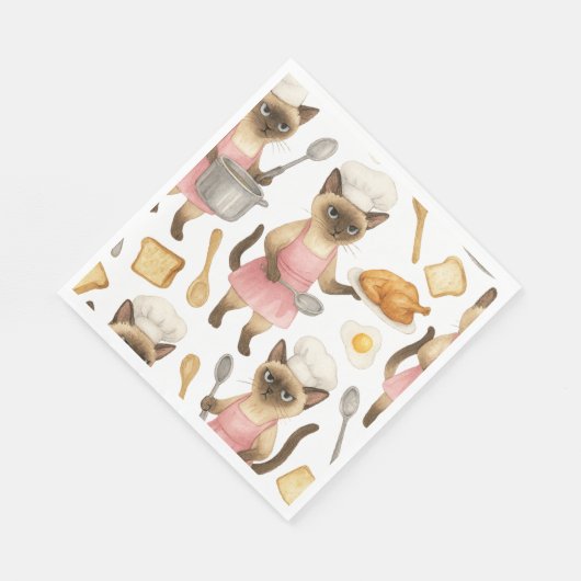 Cat Chef kookt het ontbijt Servet (Hoek)