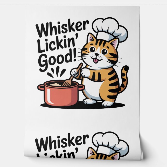 Cat Chef Patroon Whimsical Keuken Decor Behang (Afrollen)