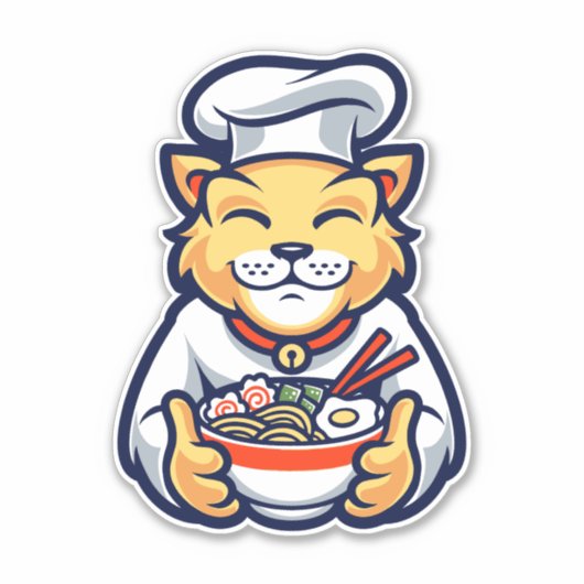 Cat Chef Ramen Sticker (Voorkant)
