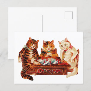 Cat Chess Checkmate Louis Wain Briefkaart