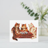 Cat Chess Checkmate Louis Wain Briefkaart (Staand voorkant)