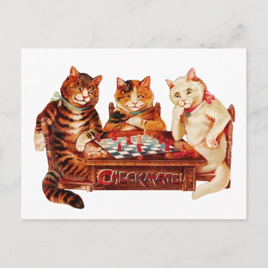 Cat Chess Checkmate Louis Wain Briefkaart (Voorkant)