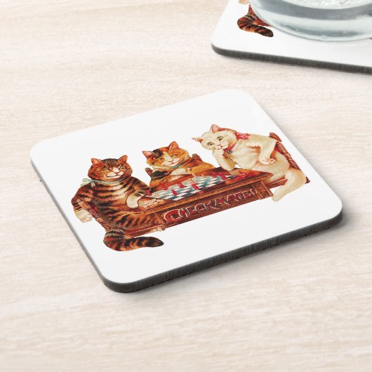 Cat Chess Checkmate Louis Wain Onderzetter (Linkerzijde)