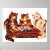 Cat Chess Checkmate Louis Wain Poster (Voorkant)