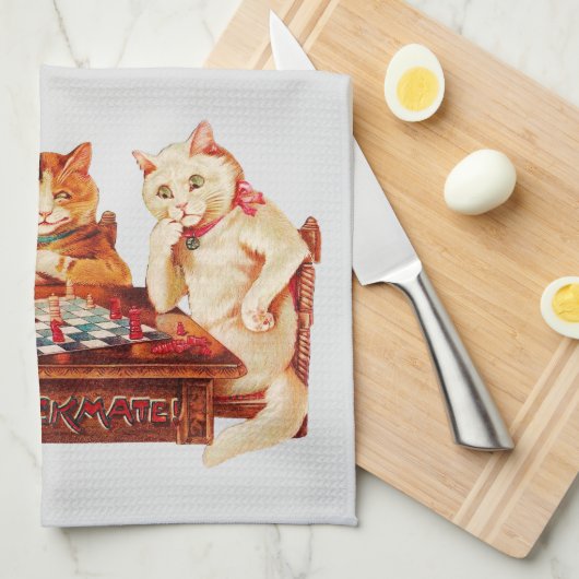 Cat Chess Checkmate Louis Wain Theedoek (Quarter Fold)