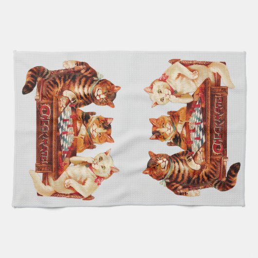 Cat Chess Checkmate Louis Wain Theedoek (Horizontaal)