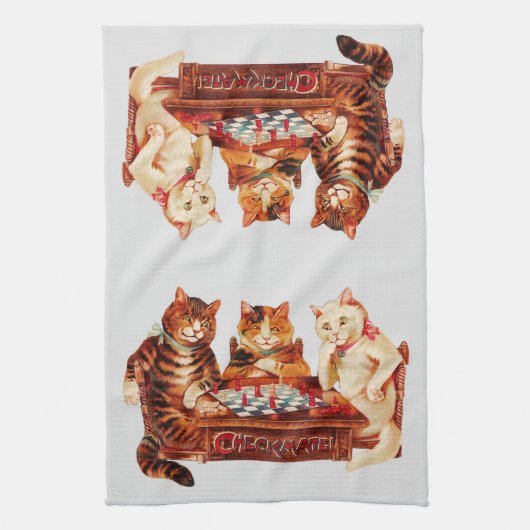 Cat Chess Checkmate Louis Wain Theedoek (Verticaal)