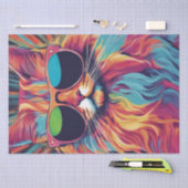 Cat Chic: Kleurrijke Pop Art Cat in zonnebril Deco Tissuepapier (Craft)