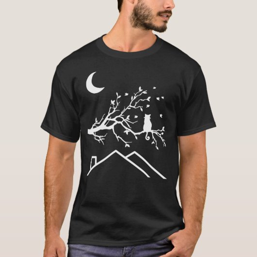 Cat Chilling under the Night Sky - Men's T-Shirt (Voorkant)