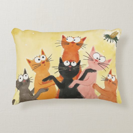 Cat-ching the Buzz Accent Kussen (Voorkant)