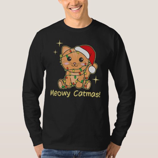 Cat Christmas Animals Cute Cats Meowy Catmas 4 T-shirt (Voorkant)