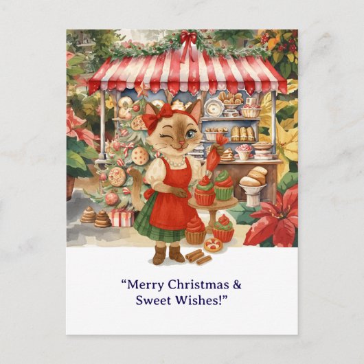 Cat Christmas Bakery thema voor kattenliefhebbers Briefkaart (Voorkant)