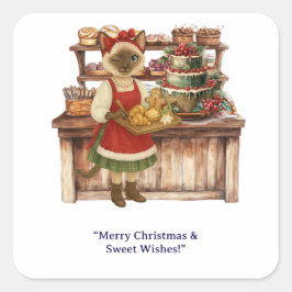Cat Christmas Bakery thema voor kattenliefhebbers Vierkante Sticker