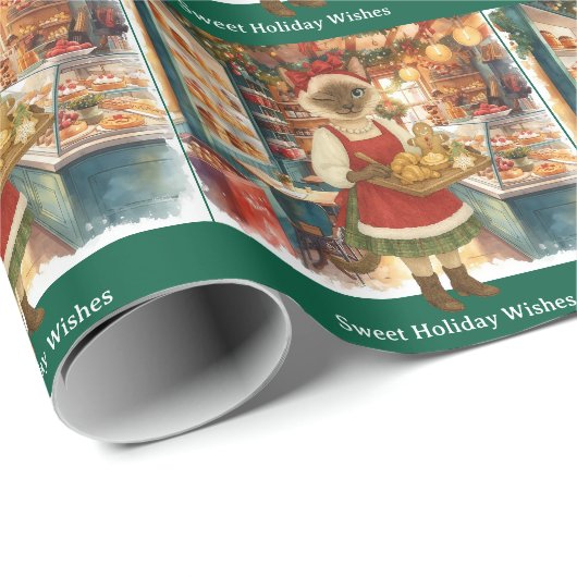 Cat Christmas Bakery voor Cat Lovers Holiday Cadeaupapier (Rol Hoek)