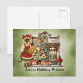 Cat Christmas Bakery voor kattenliefhebbers Feestdagenkaart (Voorkant / Achterkant)