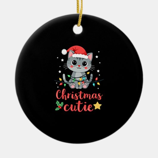 Cat Christmas Cutie Cats Christmas T-Shirt for Men Keramisch Ornament (Voorkant)