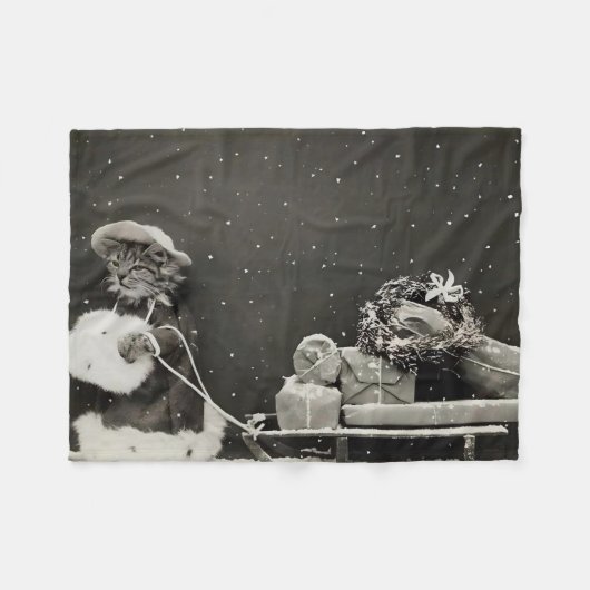  Cat Christmas Fleece Deken (Voorkant (Horizontaal))